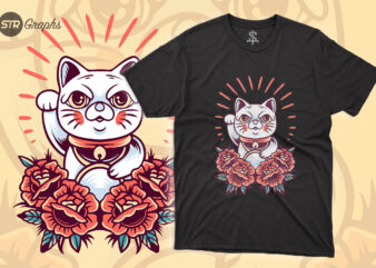 Chinese Cat – Retro Illustration t shirt vector file