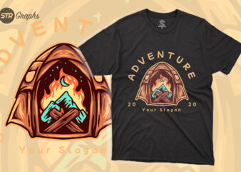 Camping Adventure – Retro Illustration t shirt vector file