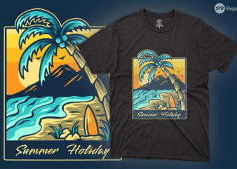 Summer Holiday – Illustration t shirt template vector