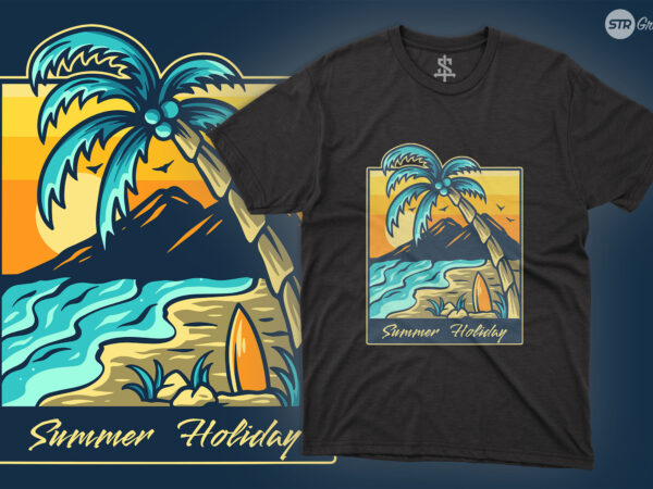 Summer holiday – illustration t shirt template vector