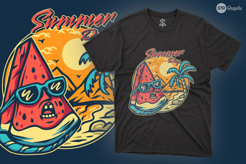 Watermelon Cartoon Summer – Illustration