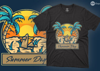 Summer Day – Illustration t shirt template vector