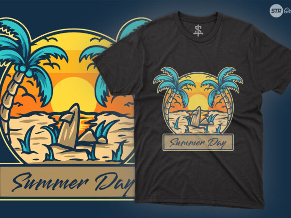 Summer day – illustration t shirt template vector