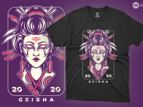 Geisha japan – illustration t shirt design template