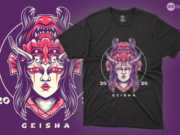 Devil Geisha – Illustration t shirt vector illustration