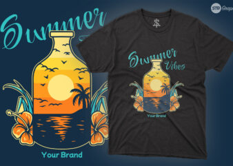 Bottle Summer Vibes – Illustration t shirt template