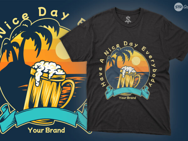Beer summer vibes – illustration t shirt template