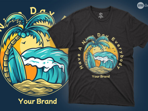 Beach summer vibes – illustration t shirt template