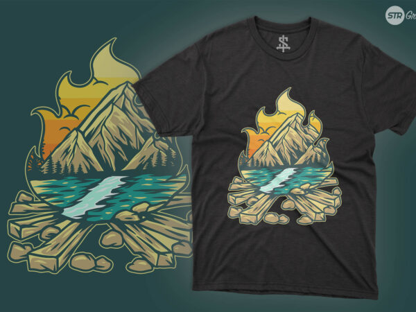 Bonfire survival – illustration t shirt template
