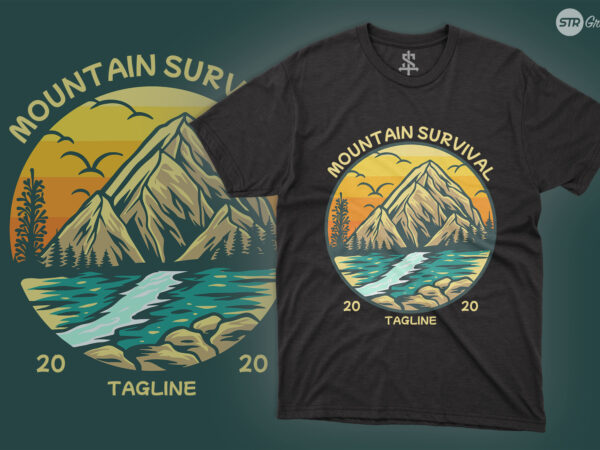 Mountain survival – illustration t shirt designs for sale
