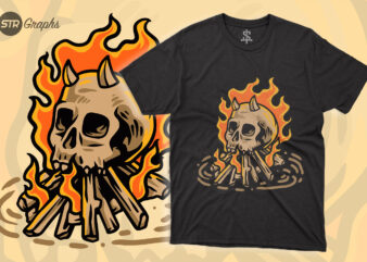 Fiery Skull – Retro Illustration