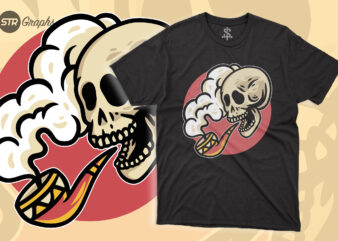 Skull Smoking – Retro Illustration t shirt template vector