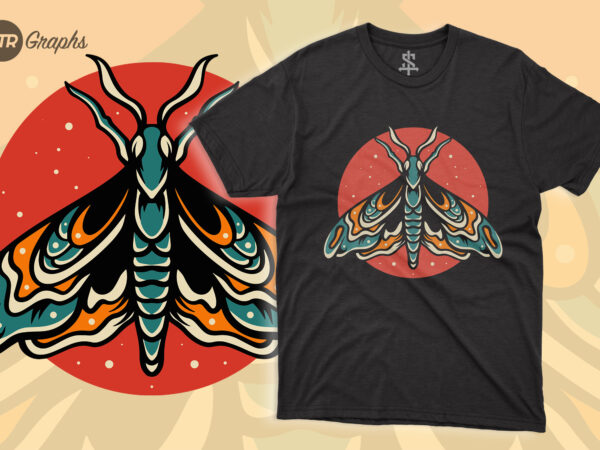 Butterfly – retro illustration t shirt template
