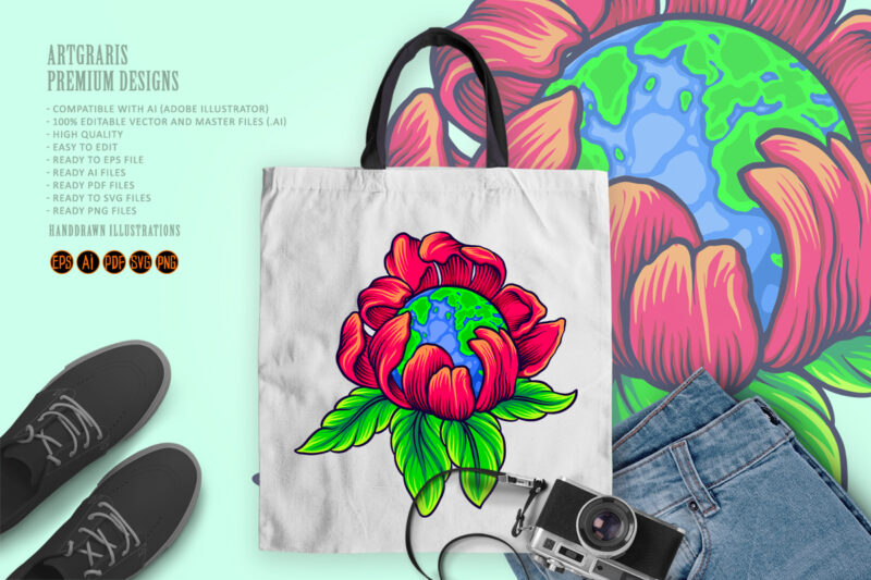 Happy international earth day with flourish ornate