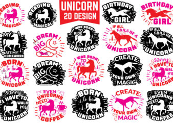 unicorn svg bundle t shirt vector graphic