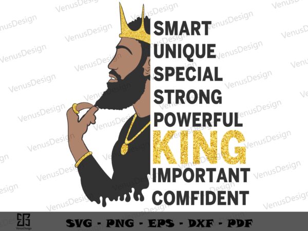 Black man with crown quote best gift for melanin king, juneteenth svg shirt design