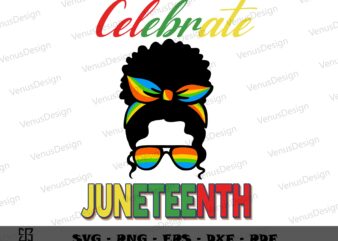 Juneteenth Celebrate Messy Bun Black Mom Clipart File, Juneteenth Tshirt Design