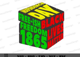 Free-Ish Freedom 1865 Juneteenth Shape SVG Cutting File, Juneteenth Shirt Graphic Design
