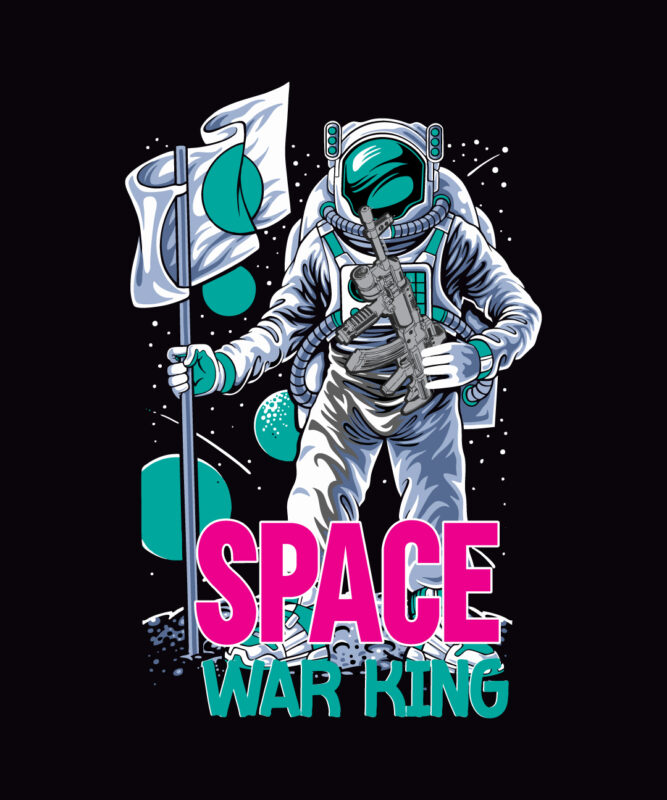 Space War Kinf Graphic Tshirt Design , Space soldier tshirt design , astronaut vector graphic t shirt design on sale ,space war commercial use t-shirt design,astronaut t shirt design,astronaut t