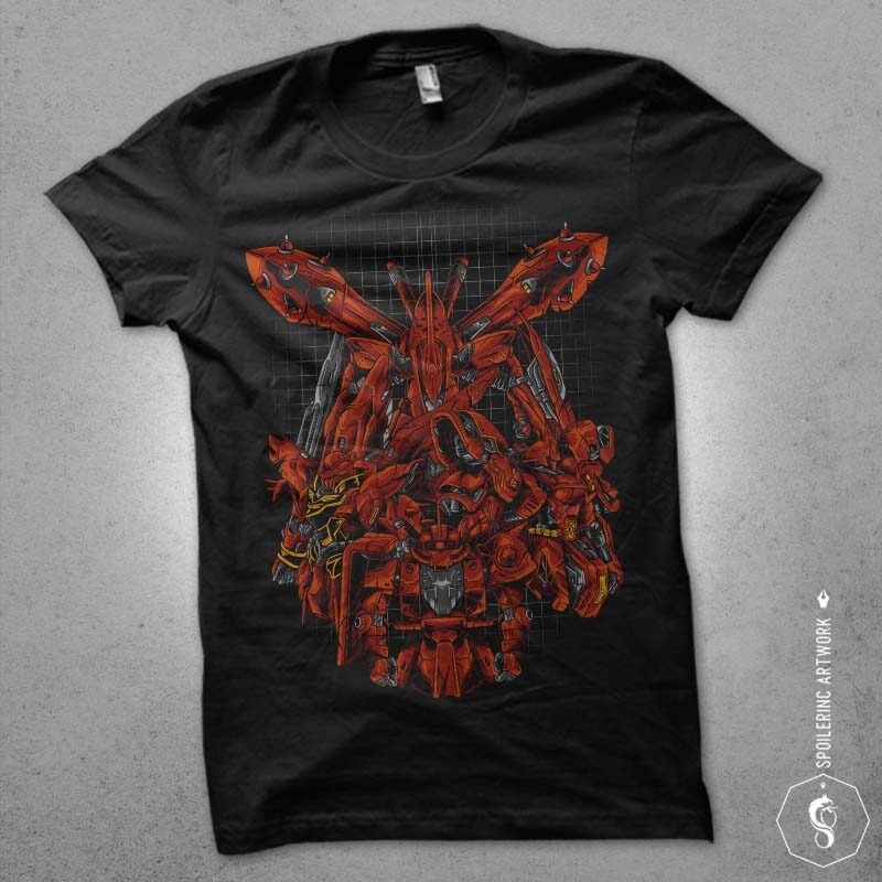 japanese robot gundam illustration tshirt design bundles