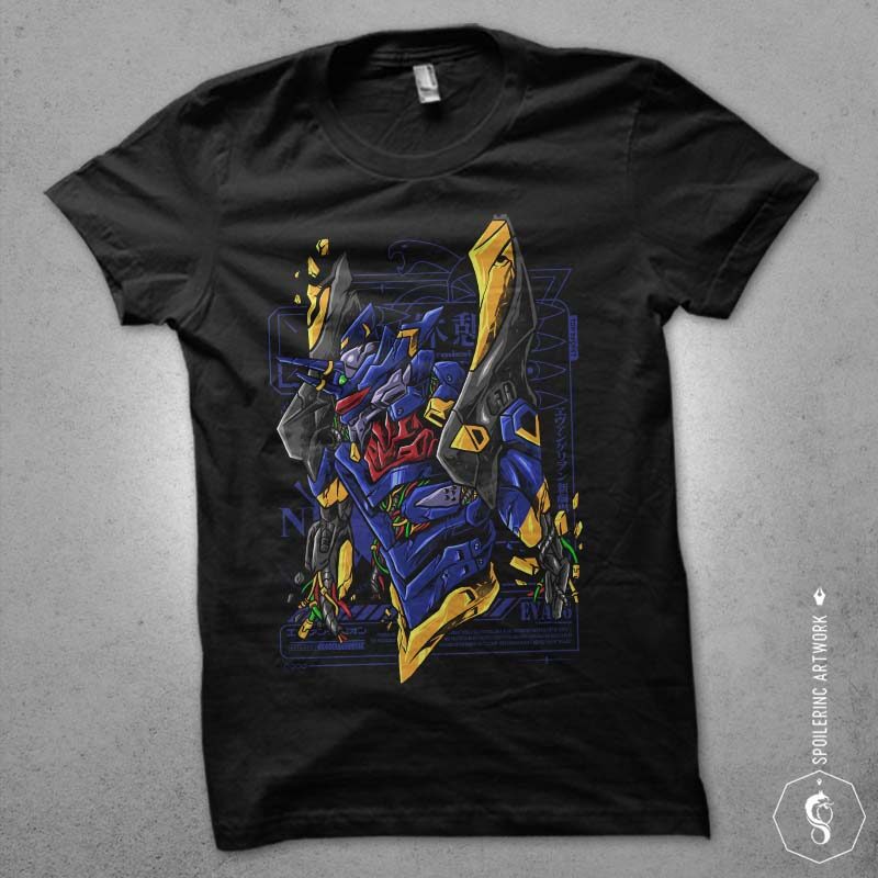 japanese robot gundam illustration tshirt design bundles