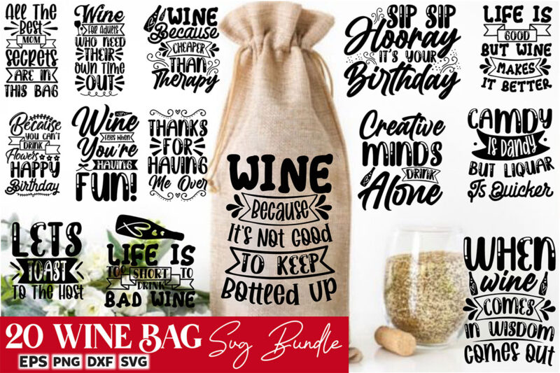 Wine Bag Svg Design Bundle