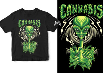 enjoy weed (alient cannabis vector clipart