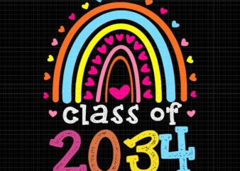 Class Of 2034 Rainbow Pink Graduate Svg, Preschool Kindergarten Svg, Class Of 2034 Rainbow Svg, Graduate Svg