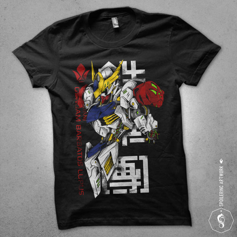 japanese robot gundam illustration tshirt design bundles