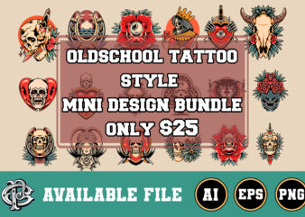 oldschool tattoo style mini design bundle 20+ designs only $25