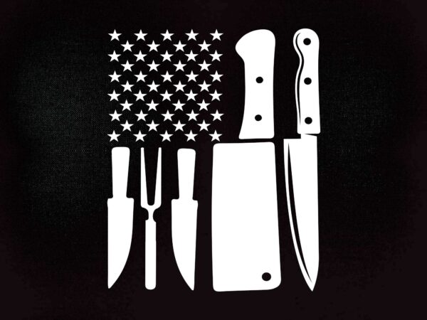 American flag kitchen butcher knife svg editable vector t-shirt design printable files