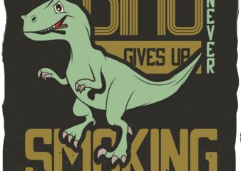 Dinosaur with a cigarette running t shirt vector illustration