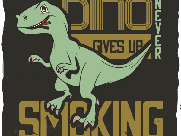 Dinosaur with a cigarette running t shirt vector illustration