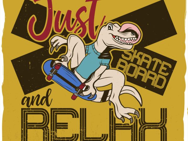 Dinosaur riding a skateboard with a tongue out t shirt vector illustration