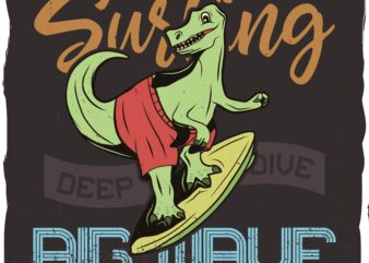 Dino surfing on big waves