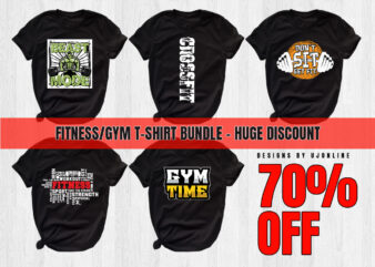 Fitness, Gym, T-Shirt Bundle, INSTANT DOWNLOAD, Huge Discounted Offer, CrossFit, Gym Vectors, Gym Typography, Fitness Typography