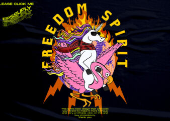 Freedom spirit, Urban streetwear design unicorn.