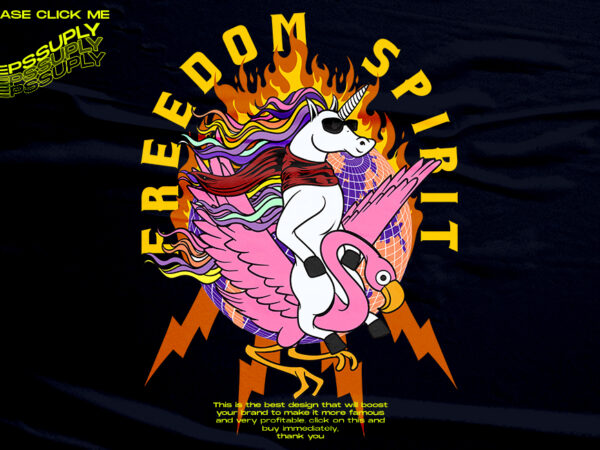 Freedom spirit, urban streetwear design unicorn.