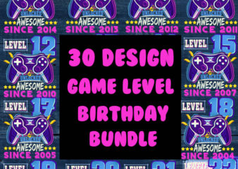 Game Level Birthday Bundle SVG, Game Level Unlocked Awesome SVG, Game On SVG, Console SVG t shirt design template