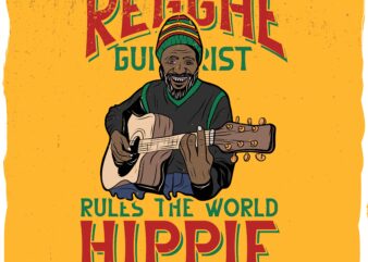 Hippie reggae guitarist graphic t shirt