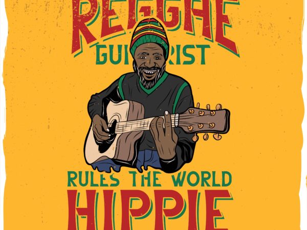 Hippie reggae guitarist graphic t shirt