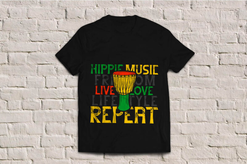 Hippie’s drums, t-shirt design