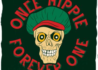 Hippie’s skull, t-shirt design