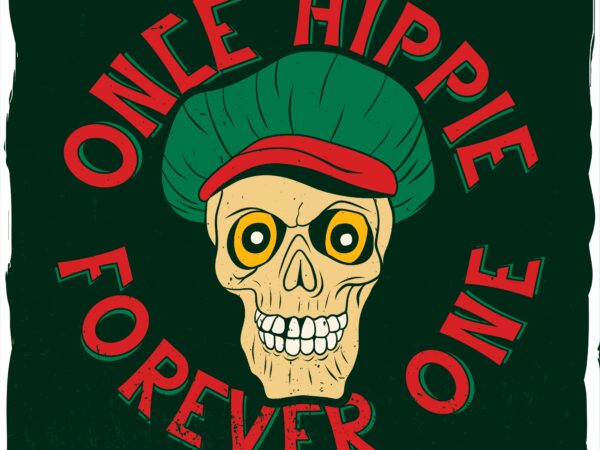 Hippie’s skull, t-shirt design