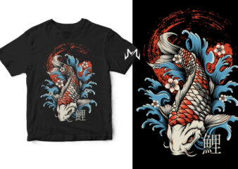 koi fish ( japanese style) t shirt vector art