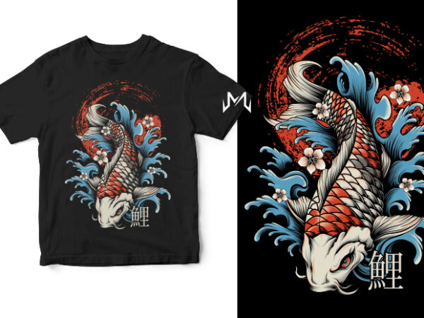 Koi fish ( japanese style) t shirt vector art