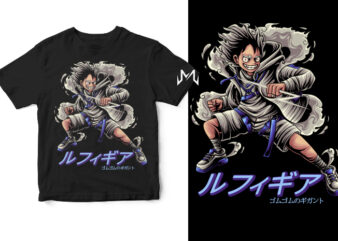 luffy gear t shirt vector graphic