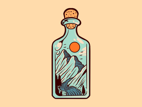 mountain bottle t shirt designs for sale