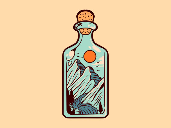 Mountain bottle t shirt designs for sale