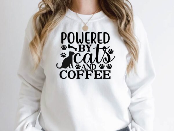 Powered by cats and coffee t shirt illustration